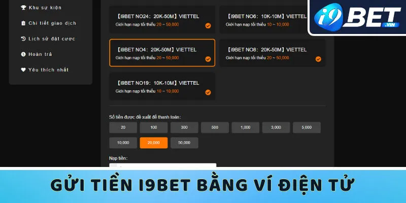 Nạp tiền I9bet thần tốc với các loại ví điện tử phổ biến